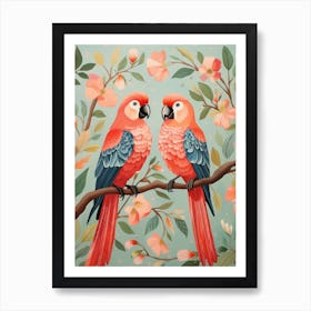 Parrots On A Branch Art Print