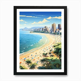 Ipanema Beach, Brazil, Flat Illustration 2 Art Print