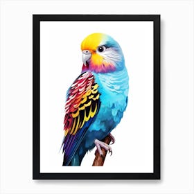 Colourful Geometric Bird Budgerigar 3 Art Print