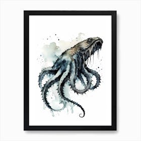Kraken Watercolor Painting (17) Art Print