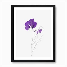 Violets Floral Minimal Line Drawing 3 Flower Art Print