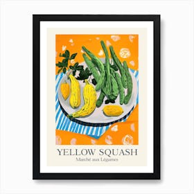 Marche Aux Legumes Yellow Squash Summer Illustration 3 Art Print