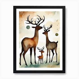 Watercolor Deer Painting Art Print