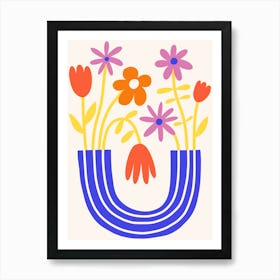 Colorful Flower Vase Print  Art Print