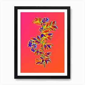 Neon Rabbit Eye Blueberry Botanical in Hot Pink and Electric Blue n.0222 Art Print