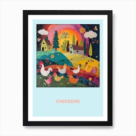 Chickens Poster Collage 3 Art Print