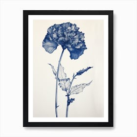 Blue Botanical Carnation 5 Art Print