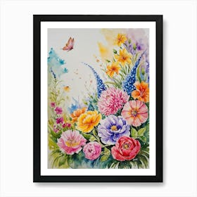 Watercolor Of Flowers 9 Art Print