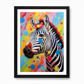 Rainbow Dotty Zebra 3 Art Print