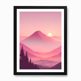 Misty Mountains Vertical Background In Pink Tone 12 Art Print