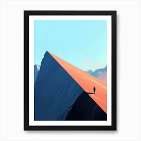 Man On A Mountain, Minimalism 1 Art Print