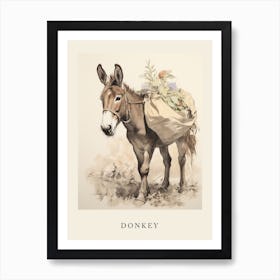 Beatrix Potter Inspired  Animal Watercolour Donkey 1 Art Print