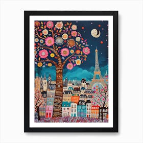 Kitsch Colourful Paris 1 Art Print