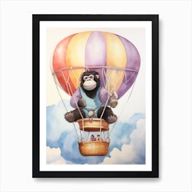 Baby Gorilla 1 In A Hot Air Balloon Art Print