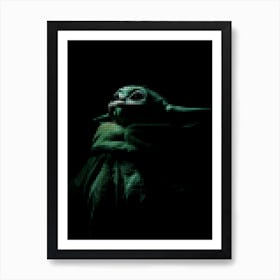 Grogu Baby Yoda (Star Wars The Mandalorian) In A Pixel Dots Art Style Art Print