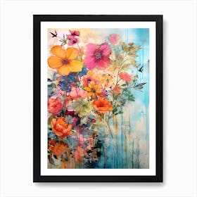 Vintage Bright Flowers 16 Art Print