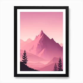 Misty Mountains Vertical Background In Pink Tone 29 Art Print