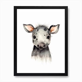 Watercolour Jungle Animal Baby Tapir 1 Art Print