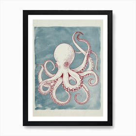 Brushstrokes Octopus Vintage 1 Art Print