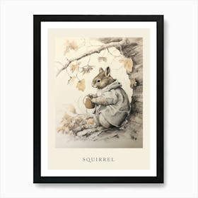 Beatrix Potter Inspired  Animal Watercolour Squirrel 1 Art Print