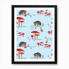 Hedgehog And Mushroom Art Print