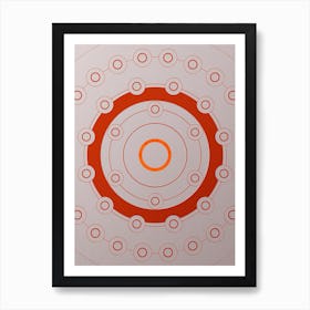 Geometric Abstract Glyph Circle Array in Tomato Red n.0088 Art Print