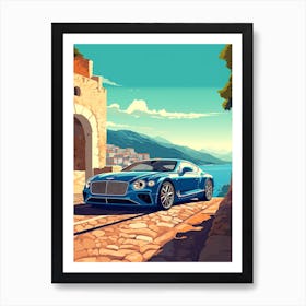 A Bentley Continental Gt In Amalfi Coast, Italy, Car Illustration 2 Art Print