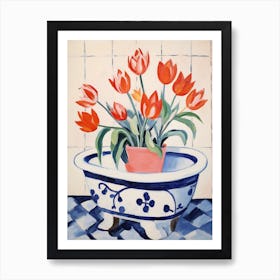 A Bathtube Full Of Tulip In A Bathroom 3 Art Print