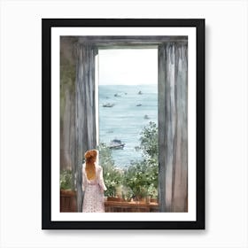 Girl Looking Out The Window 1 Art Print