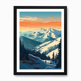 Heavenly Mountain Resort   California Nevada, Usa, Ski Resort Illustration 3 Simple Style Art Print
