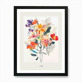 Lily 5 Collage Flower Bouquet Poster Art Print