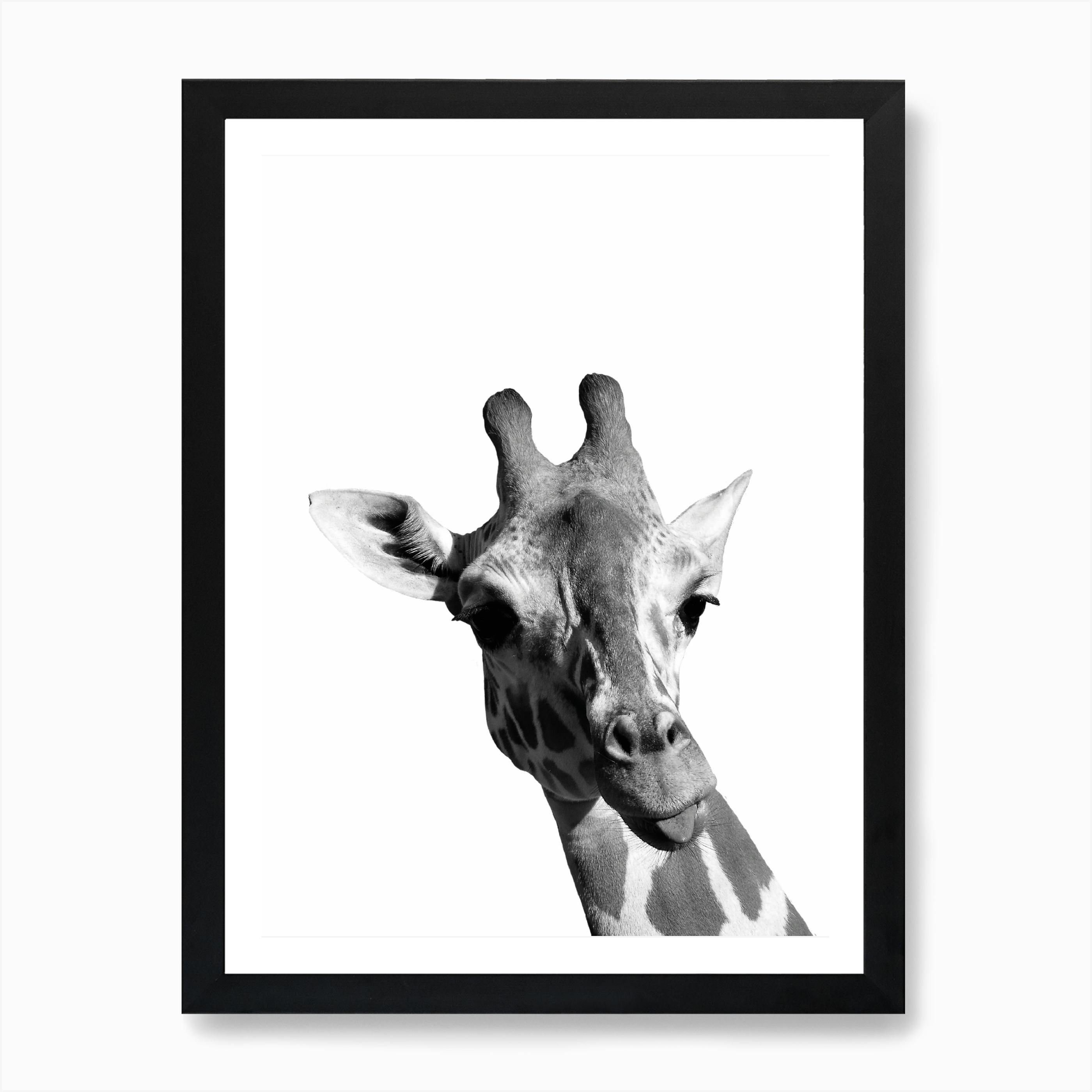 Square Animal Photo Canvas Wall Art Picture Prints Blue Black Africa Giraffe