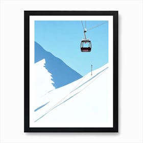 Tignes, France Minimal Skiing Poster Art Print