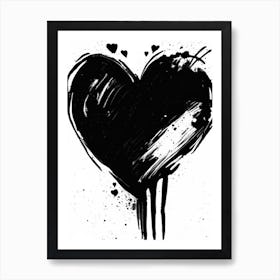 Joyful Heart 1 Symbol Black And White Painting Art Print