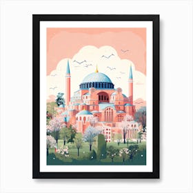 Hagia Sophia   Istanbul, Turkey   Cute Botanical Illustration Travel 1 Art Print