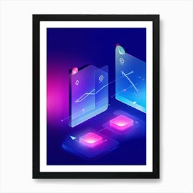 Abstract Navigation Arrows Digital Interface Design Fluid Lines Intersecting Gradient Colors Shif (1) 2 Art Print