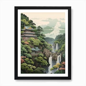 Nachi Falls In Wakayama, Ukiyo E Drawing 1 Art Print