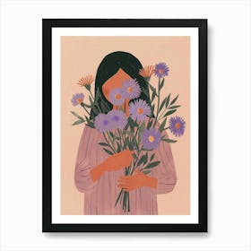 Spring Girl With Purple Flowers 5 Art Print