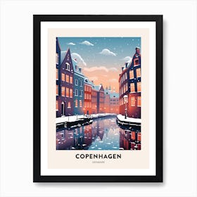 Winter Night  Travel Poster Copenhagen Denmark 6 Art Print