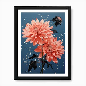 Surreal Florals Asters 3 Flower Painting Art Print