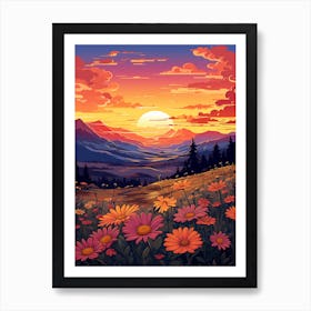 Daisy Wildflower With Sunset (3) Art Print