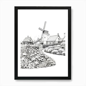 Windmill In The Garden 3 Art Print