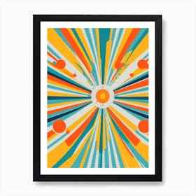 Energetic Atomic Age Inspired Starburst Art Print with Vibrant Colors and Dynamic Shapes Series - 1 Art Print