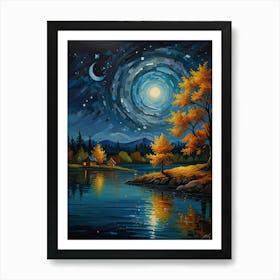 Night By The Lake 10 Art Print