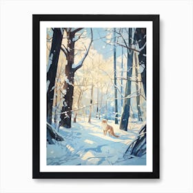 Winter Gray Wolf 1 Illustration Art Print