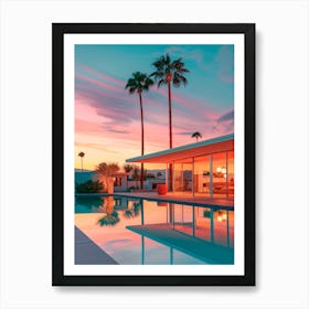 California Dreaming - Sunset House Pool Art Print