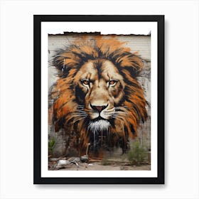 Lion Art Painting Street Art Style 1 Art Print