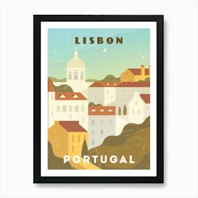 Lisbon, Portugal — Retro travel minimalist poster Art Print