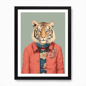 Tiger Illustrations Wearing A Blouse 3 Art Print