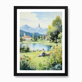 Volksgarten Austria Watercolour Painting 3  Art Print